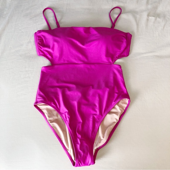 J. Crew Other - NWT J. Crew Bright Pink Tie Back Cutout One Piece Swimsuit Size 10